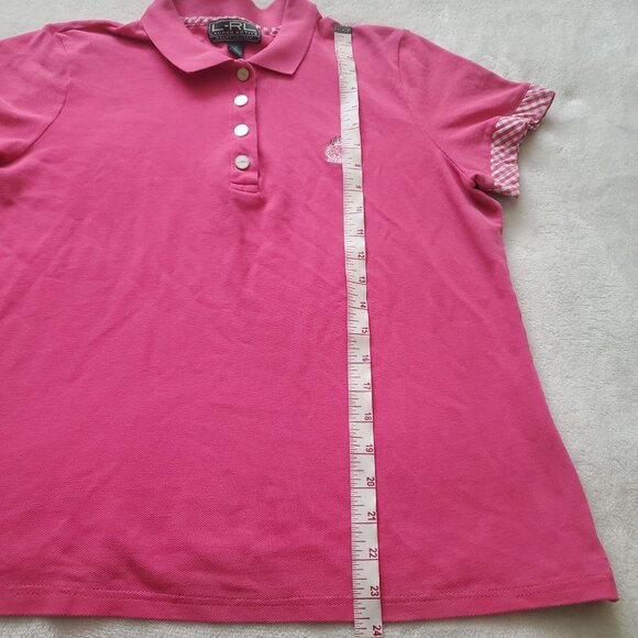 Vintage L-RL Lauren Active Ralph lauren shirt Sz Large pink Collared short sleev - Picture 4 of 13